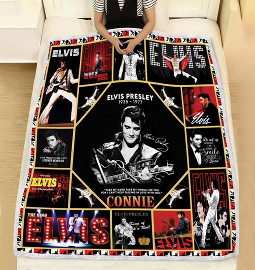 Custom Name Elvis Presley Quilt Blanket, Elvis Presley Vintage Blanket, Personalized Blanket, Gifts For Fans, Birthday Gift