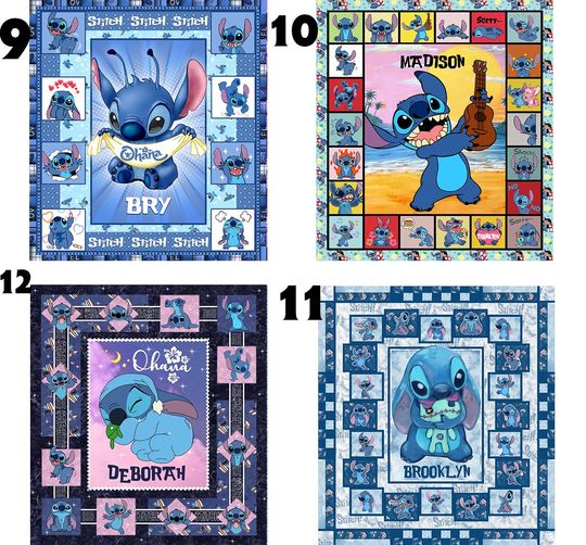 Personalized Lilo & Stitch Quilt Blanket: Custom Name