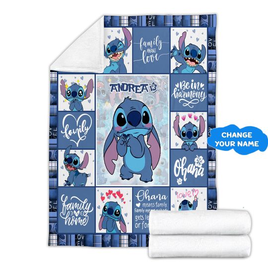 Personalized Lilo & Stitch Fleece Blanket: Custom Name, Newborn Gift