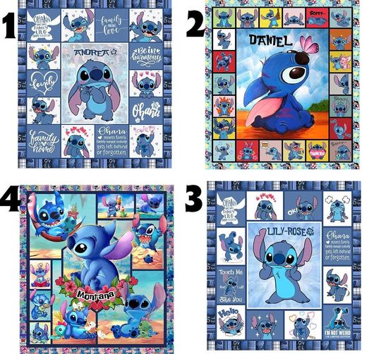 Personalized Lilo & Stitch Fleece Blanket: Custom Name, Newborn Gift