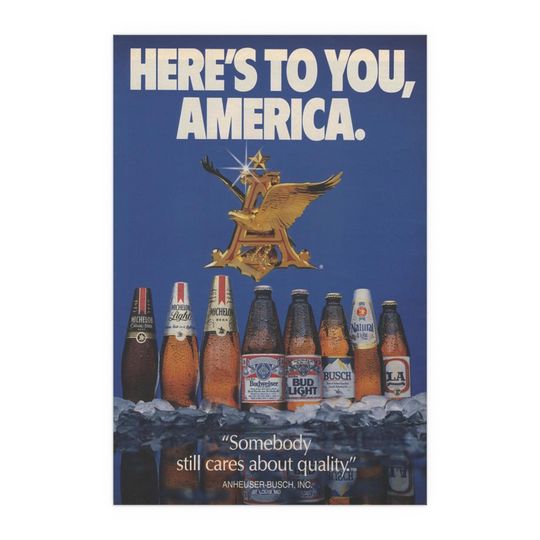 Vintage AnheuserBusch Beer Poster Heres to You