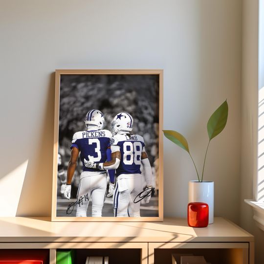 CeeDee Lamb Poster, George Pickens Poster, Signed Football Poster