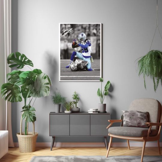 CeeDee Lamb Poster,  Signed Football Poster