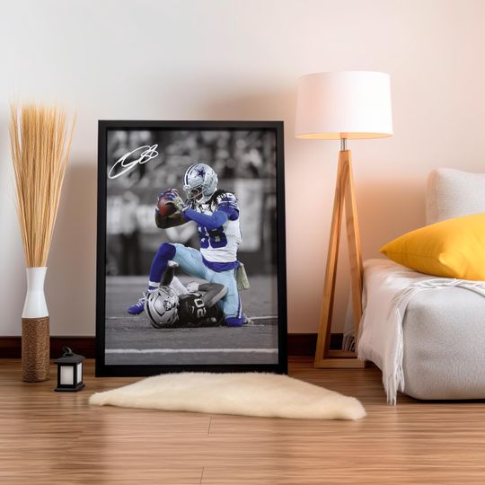 CeeDee Lamb Poster,  Signed Football Poster