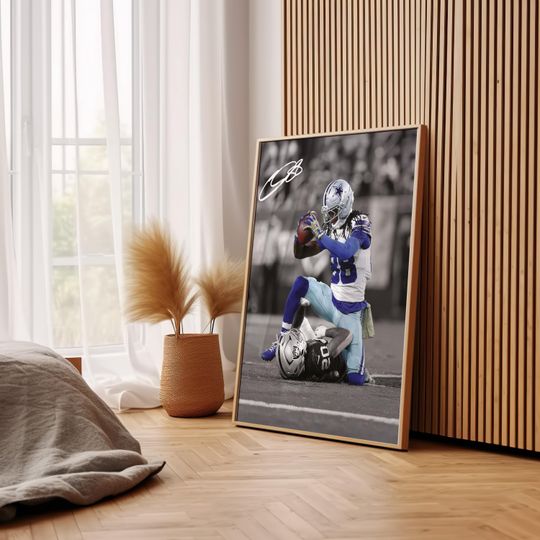 CeeDee Lamb Poster,  Signed Football Poster