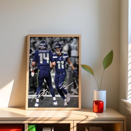 Jaxon Smith-Njigba Poster, Sam Darnold Poster, Signed Football Poster