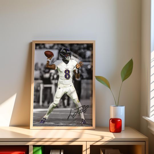 Lamar Jackson Poster, Signed Football Poster