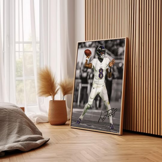 Lamar Jackson Poster, Signed Football Poster