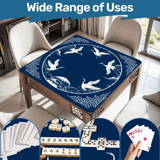 Navy Crane Mahjong Mat