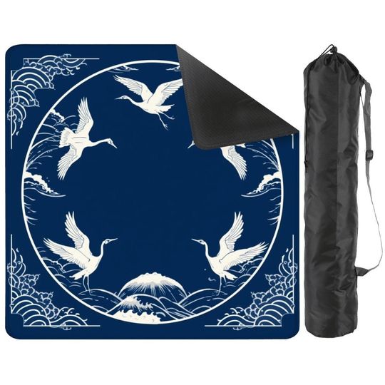 Navy Crane Mahjong Mat