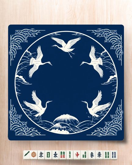 Navy Crane Mahjong Mat