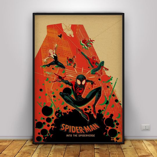 Spider-Man Into the Spider-Verse Poster | Miles Morales Wall Art | Home Decor | Kraft Paper Print | Movie Poster