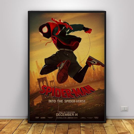 Spider-Man Into the Spider-Verse Poster | Miles Morales Wall Art | Home Decor | Kraft Paper Print | Movie Poster
