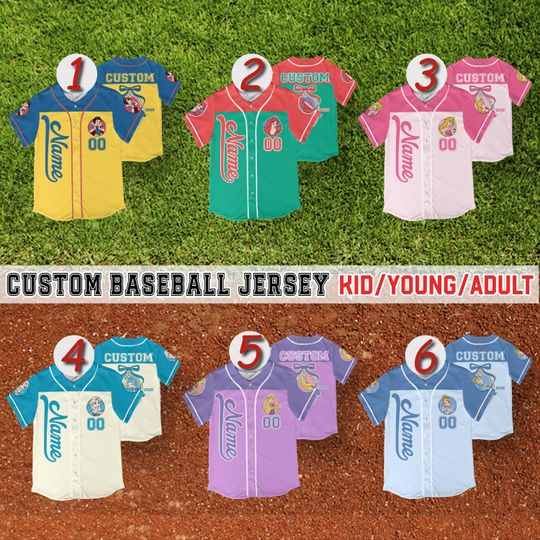 Custom Coquette Bow Disney Princess Baseball Jersey Collection
