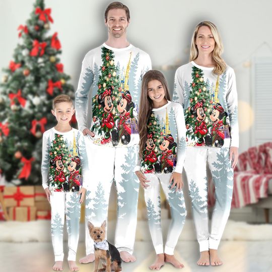 Minnie Mouse Christmas Pajamas Set, Mickey Mouse Christmas Family Matching Pajamas