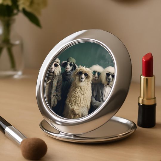 Quirky Sheep Compact Travel Mirror, Gift For Her