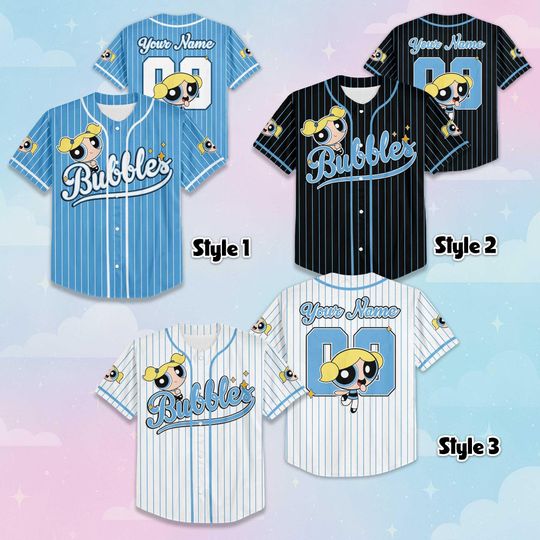 Personalized Bubbles Baseball Jersey, Custom Cartoon Outfit