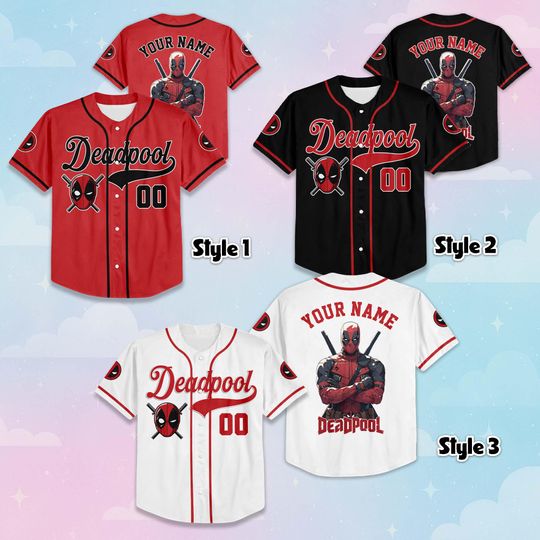 Custom Deadpool Baseball Jersey, Personalized Disney Superhero Deadpool Jersey Shirt