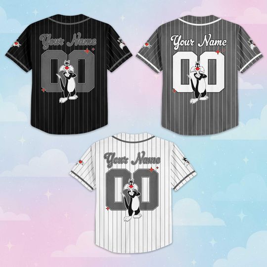 Personalized Sylvester Cat Baseball Jersey, Custom Looney Tunes Fan Gift