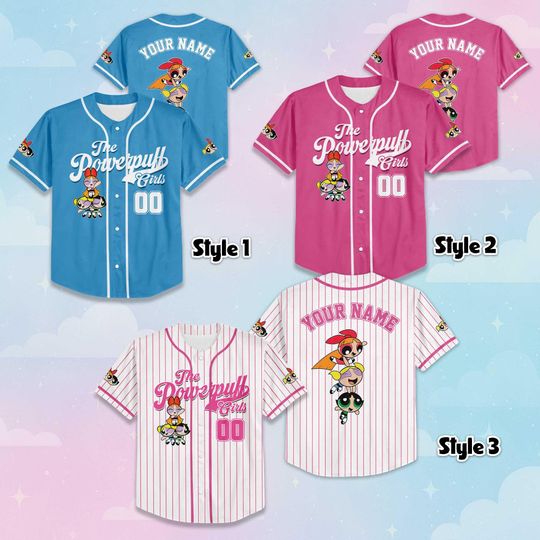 Personalized The Powerpuff Girls Baseball Jersey, The Powerpuff Girls Shirt, Custom Cartoon Family Outfit, Birthday Gift