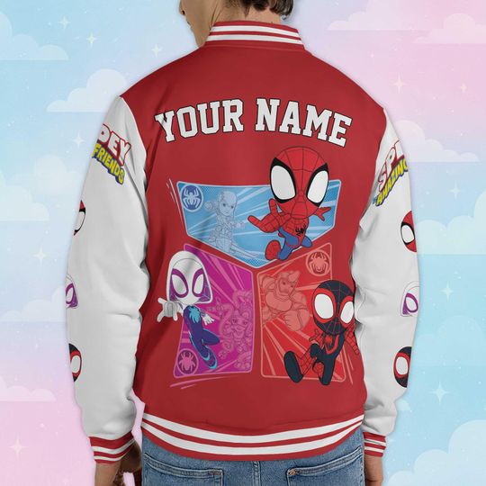 Custom Spidey And His Amazing Friends Varsity Jacket, Spider Verse Varsity Jacket Team