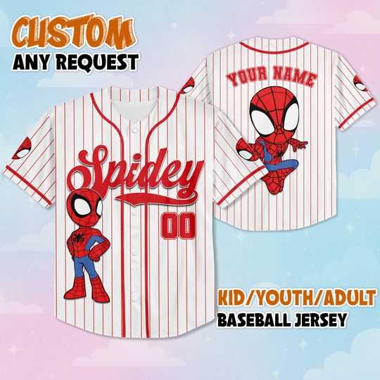 Personalized Spidey Baseball Jersey, Superhero Team Shirt
