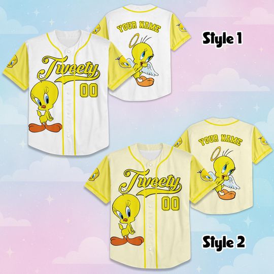 Personalized Tweety Baseball Jersey, Custom Looney Tunes Jersey, Family Matching Outfit, Birthday Gift