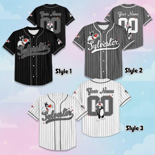 Personalized Sylvester Cat Baseball Jersey, Custom Looney Tunes Fan Gift
