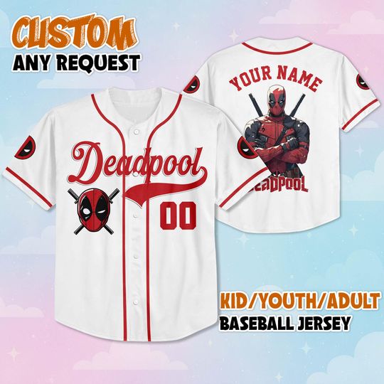 Custom Deadpool Baseball Jersey, Personalized Disney Superhero Deadpool Jersey Shirt