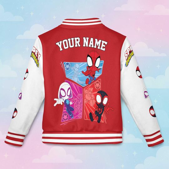 Custom Spidey And His Amazing Friends Varsity Jacket, Spider Verse Varsity Jacket Team