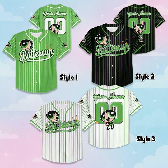 Personalized Buttercup Baseball Jersey, Powerpuff Girls Cartoon Outfit
