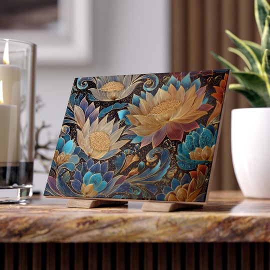 Floral Ceramic Tile – Nature Inspired Wall Decoration