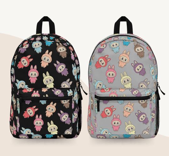 Personalized Labubu Gingham Backpack - Cute School Bag for Kids