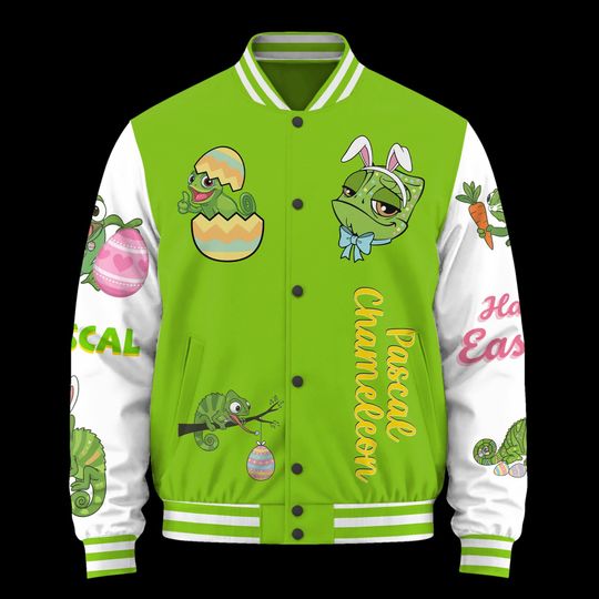 Easter Pascal Baseball Jacket, Cute Cartoon Jacket, Easter Bunny Shirt, WDW Fan Gift, Spring Jacket Outfit