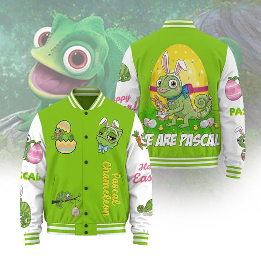 Easter Pascal Baseball Jacket, Cute Cartoon Jacket, Easter Bunny Shirt, WDW Fan Gift, Spring Jacket Outfit
