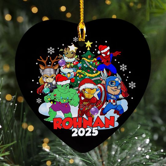 Personalized Marvel Christmas Ornament, Avenger Team Custom 2025 Christmas Tree Decor