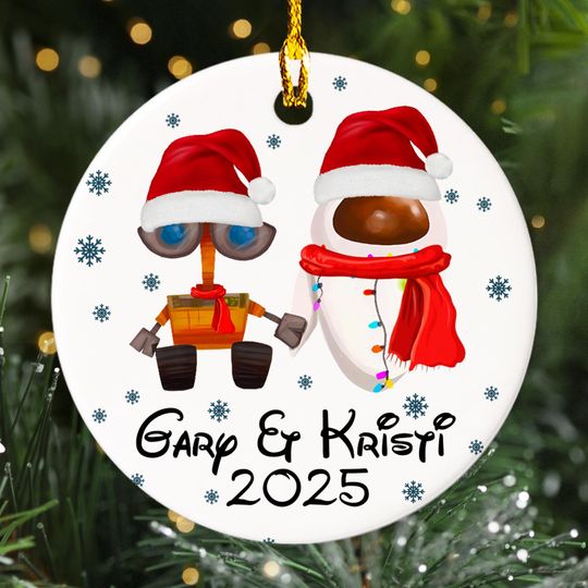 Personalized Wall-E & Eve Robot Couple Christmas Ornament
