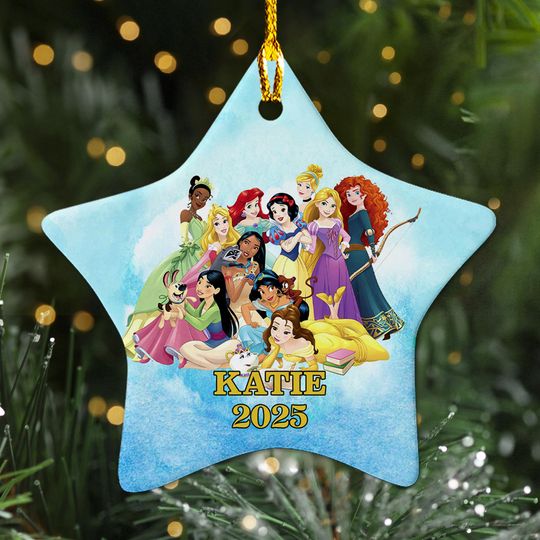 Personalized Disney Princess Christmas Ornament, Cute Princess Customized Christmas Decor