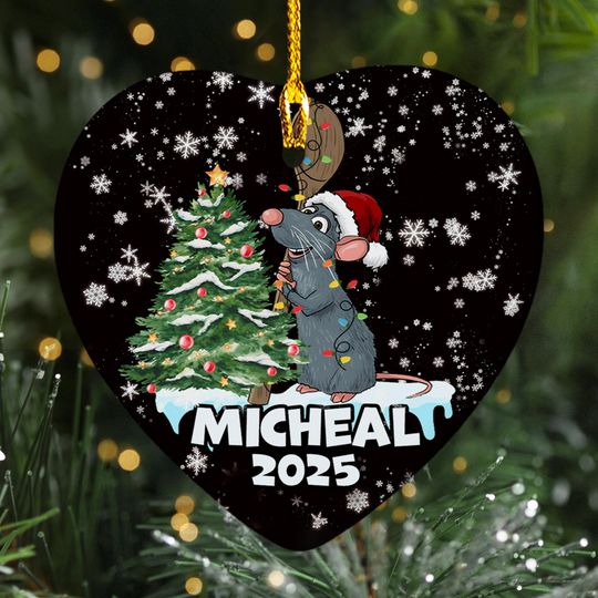 Personalized Ratatouille Remy Rat Chef Christmas Ornament