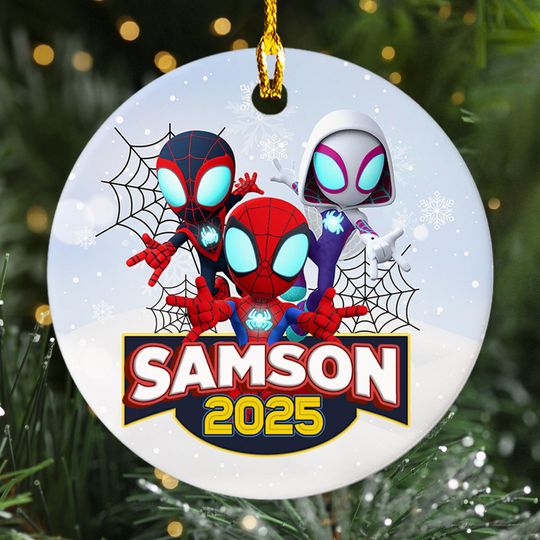 Personalized Ornament Superhero Group, Spidey And His Friends Xmas Ornament Fan Gift