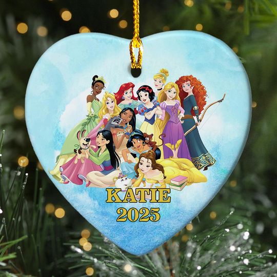 Personalized Disney Princess Christmas Ornament, Cute Princess Customized Christmas Decor