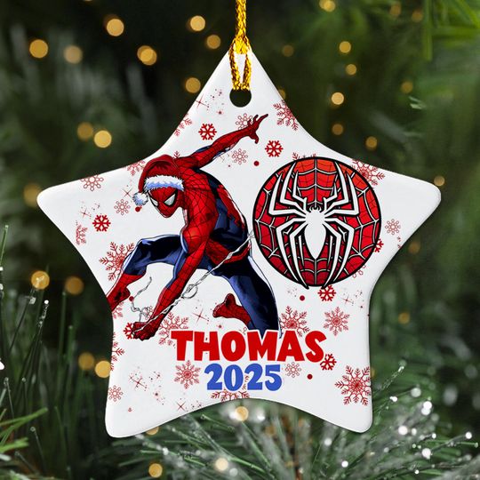 Personalized Super Spiderman Christmas Ornament, Spider Hero Christmas Tree Decor