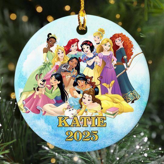 Personalized Disney Princess Christmas Ornament, Cute Princess Customized Christmas Decor