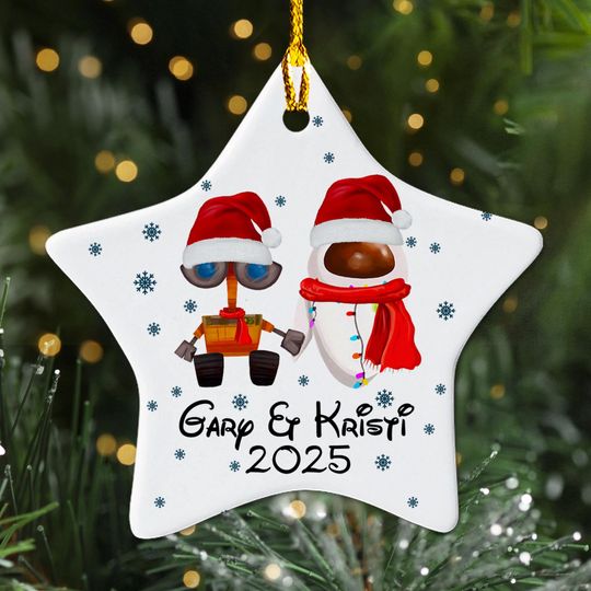 Personalized Wall-E & Eve Robot Couple Christmas Ornament