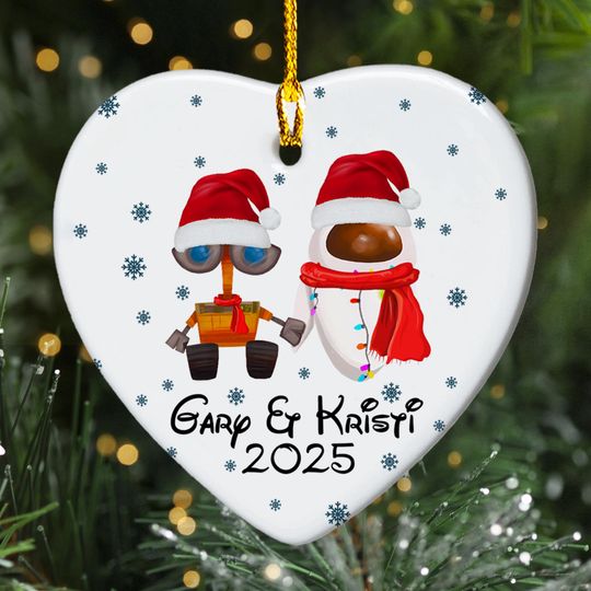Personalized Wall-E & Eve Robot Couple Christmas Ornament