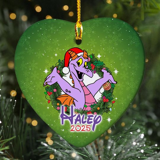 Personalized Figment Purple Dragon Christmas Wreath Ornament