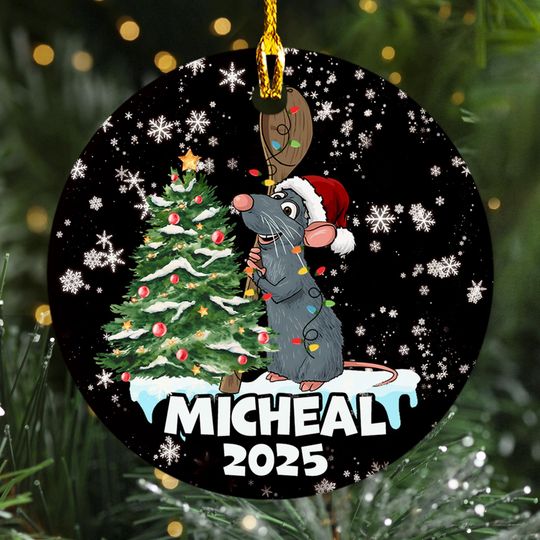 Personalized Ratatouille Remy Rat Chef Christmas Ornament