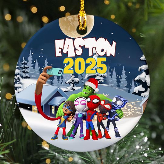 Personalized Ornament Superhero Team In Winter Theme