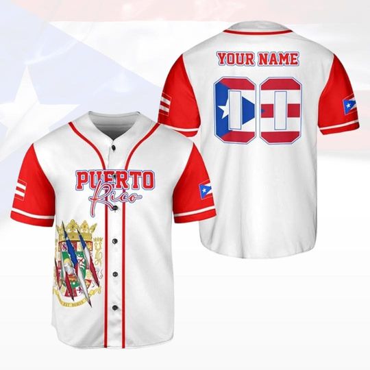 Personalized Puerto Rico Baseball Shirt  Custom Team Name Jersey, Puerto Rican Baseball Shirt for Men, Sports Fans & Puerto Rican Pride
