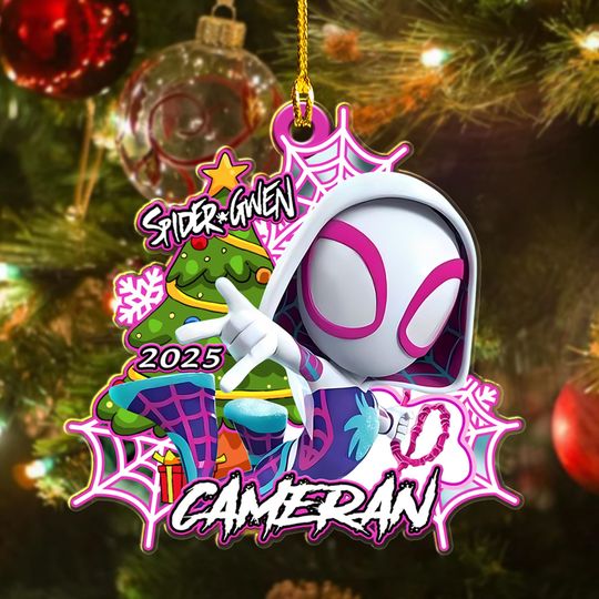 Personalized Spider-Gwen Christmas Ornament, Marvel Spider Xmas Ornament Tree Decor